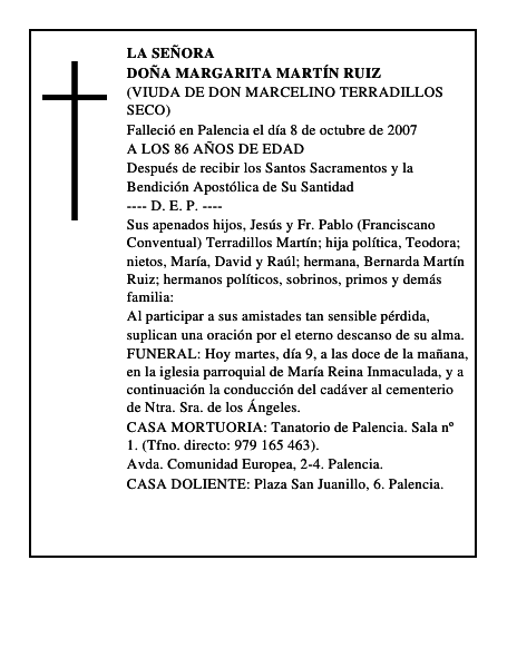 DOÑA MARGARITA MARTÍN RUIZ