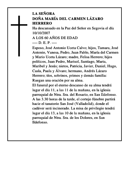 DOÑA MARÍA DEL CARMEN LÁZARO HERRERO