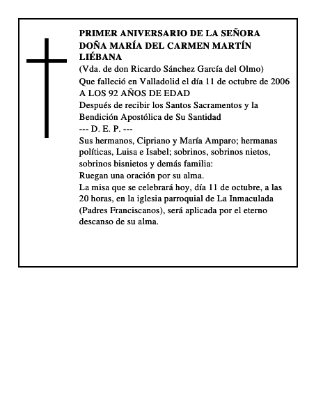 DOÑA MARÍA DEL CARMEN MARTÍN LIÉBANA