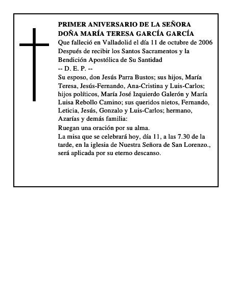 DOÑA MARÍA TERESA GARCÍA GARCÍA