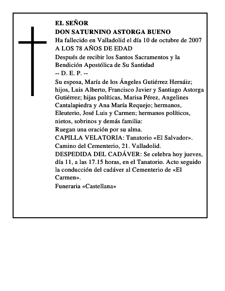 DON SATURNINO ASTORGA BUENO