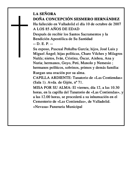 DOÑA CONCEPCIÓN SESMERO HERNÁNDEZ