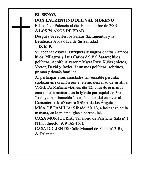 DON LAURENTINO DEL VAL MORENO