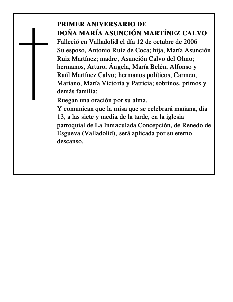 DOÑA MARÍA ASUNCIÓN MARTÍNEZ CALVO