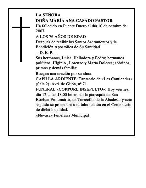 DOÑA MARÍA ANA CASADO PASTOR