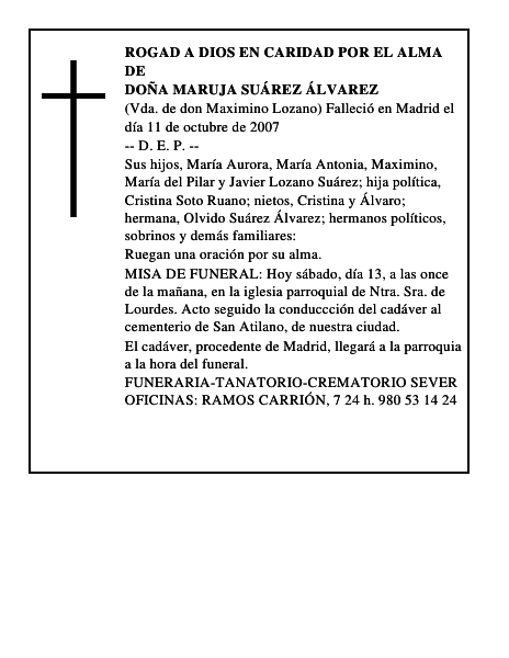 DOÑA MARUJA SUÁREZ ÁLVAREZ
