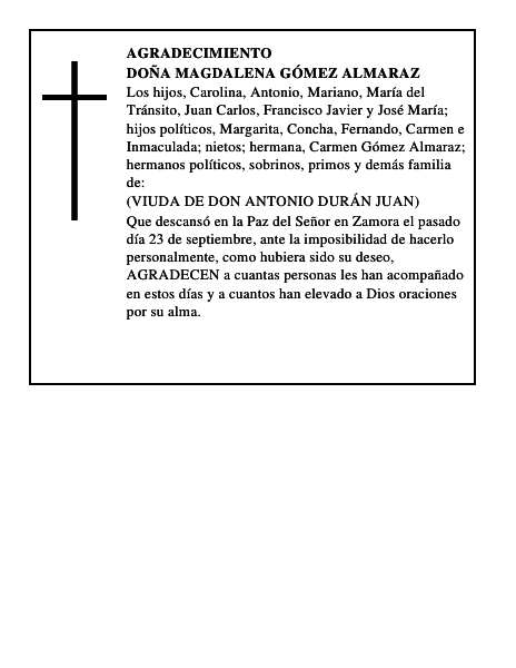 DOÑA MAGDALENA GÓMEZ ALMARAZ