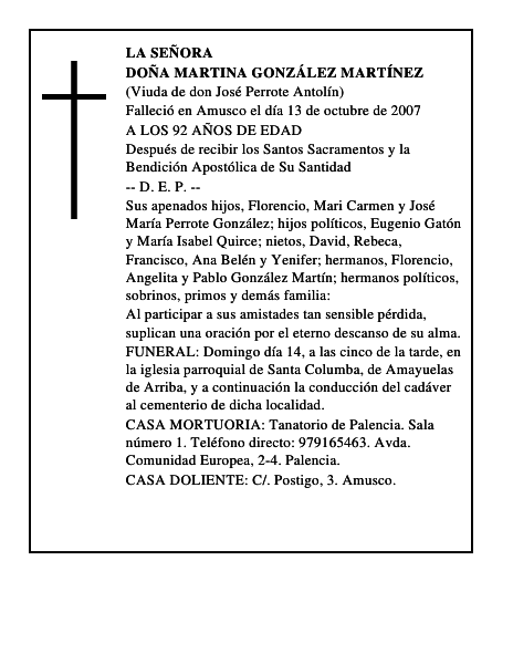 DOÑA MARTINA GONZÁLEZ MARTÍNEZ