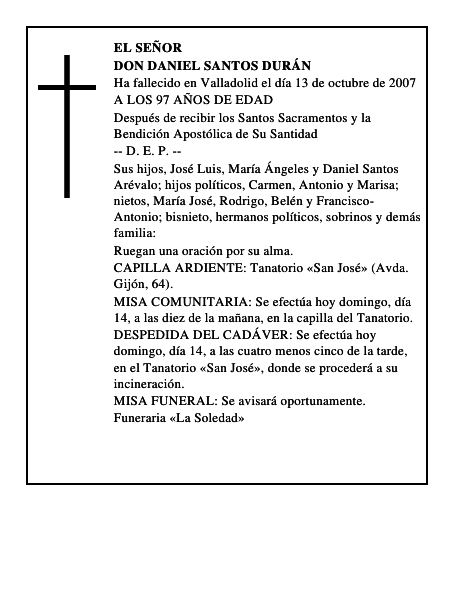DON DANIEL SANTOS DURÁN