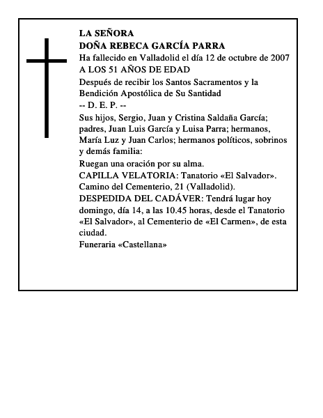 DOÑA REBECA GARCÍA PARRA