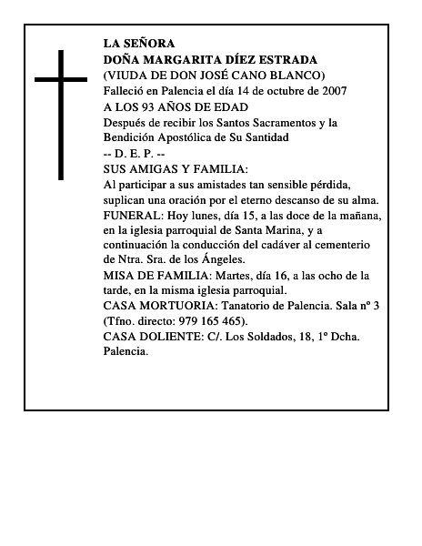 DOÑA MARGARITA DÍEZ ESTRADA