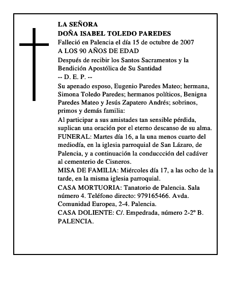 DOÑA ISABEL TOLEDO PAREDES
