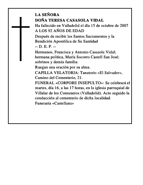 DOÑA TERESA CASASOLA VIDAL