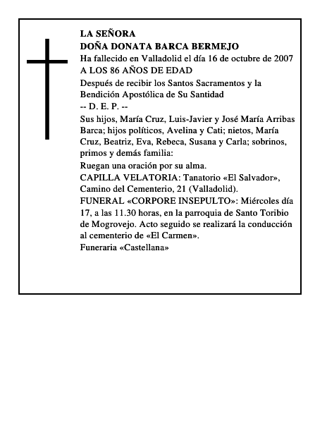 DOÑA DONATA BARCA BERMEJO