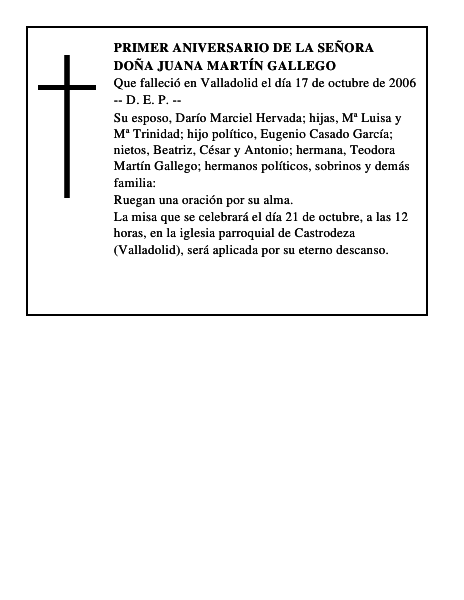 DOÑA JUANA MARTÍN GALLEGO