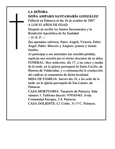 DOÑA AMPARO SANTAMARÍA GONZÁLEZ
