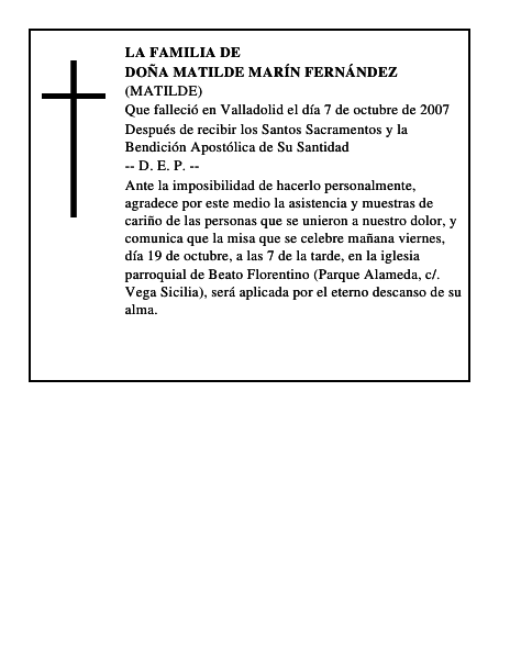DOÑA MATILDE MARÍN FERNÁNDEZ