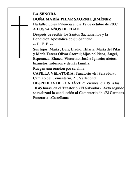DOÑA MARÍA PILAR SAORNIL JIMÉNEZ