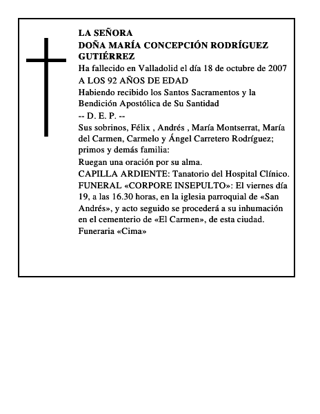 DOÑA MARÍA CONCEPCIÓN RODRÍGUEZ GUTIÉRREZ