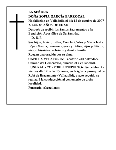 DOÑA SOFÍA GARCÍA BARROCAL
