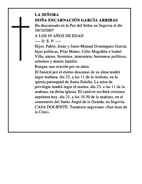 DOÑA ENCARNACIÓN GARCÍA ARRIBAS