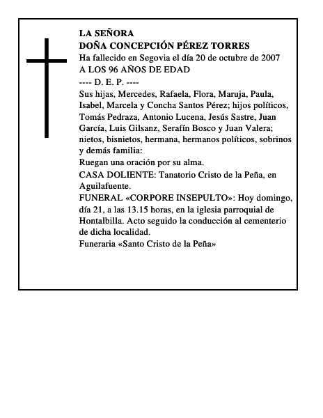 DOÑA CONCEPCIÓN PÉREZ TORRES