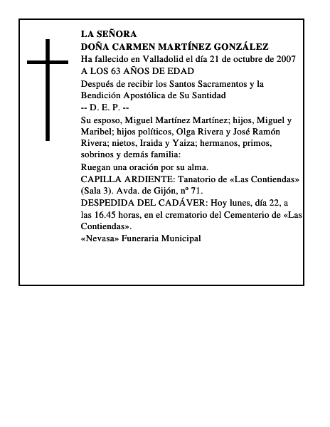 DOÑA CARMEN MARTÍNEZ GONZÁLEZ