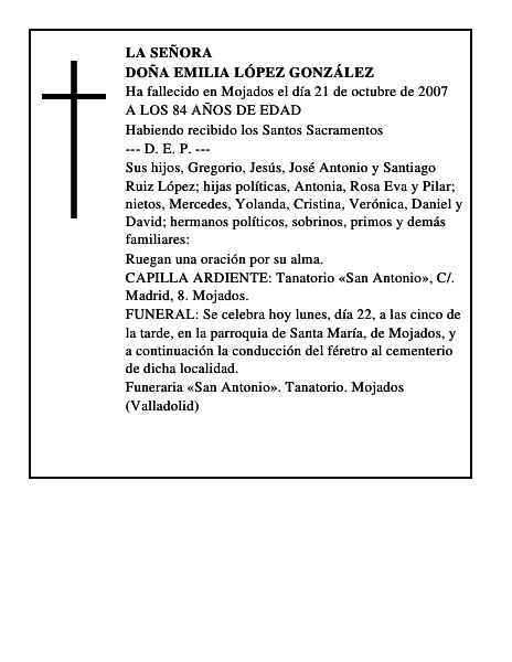 DOÑA EMILIA LÓPEZ GONZÁLEZ