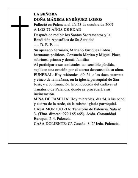DOÑA MÁXIMA ENRÍQUEZ LOBOS