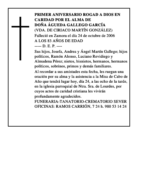 DOÑA ÁGUEDA GALLEGO GARCÍA