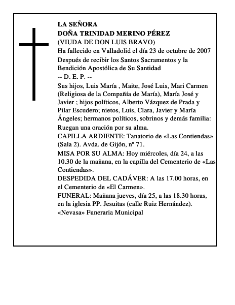 DOÑA TRINIDAD MERINO PÉREZ