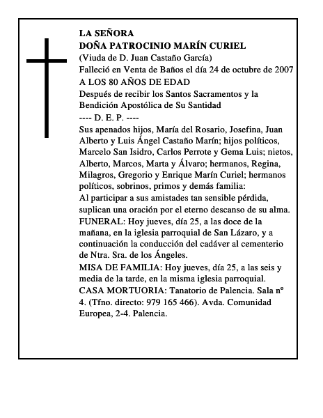 DOÑA PATROCINIO MARÍN CURIEL