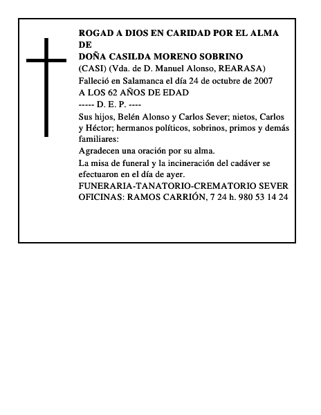 DOÑA CASILDA MORENO SOBRINO