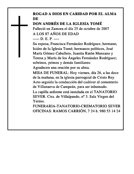 DON ANDRÉS DE LA IGLESIA TOMÉ