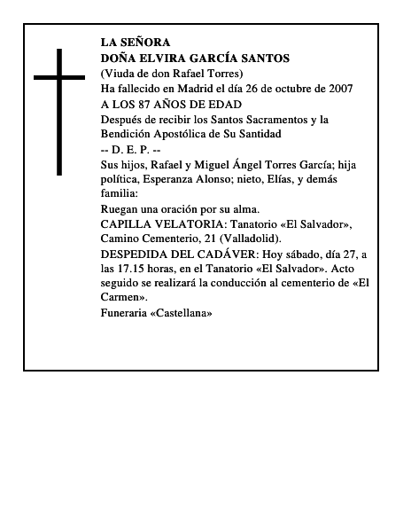 DOÑA ELVIRA GARCÍA SANTOS