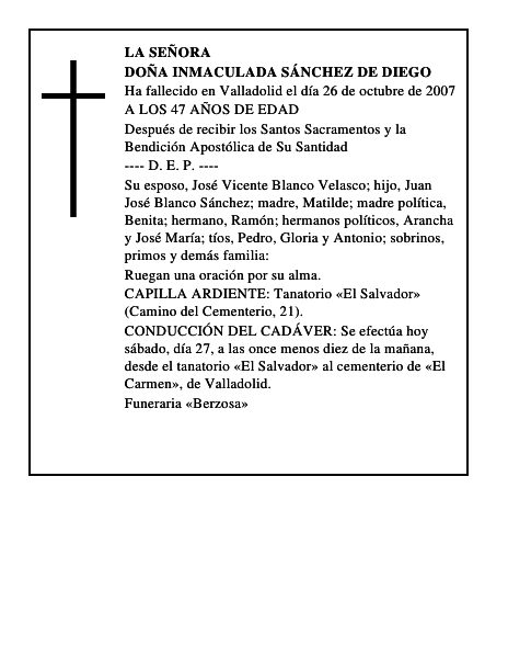 DOÑA INMACULADA SÁNCHEZ DE DIEGO