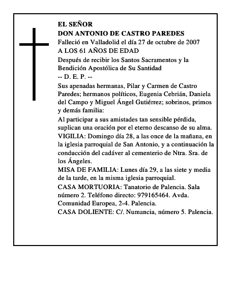 DON ANTONIO DE CASTRO PAREDES