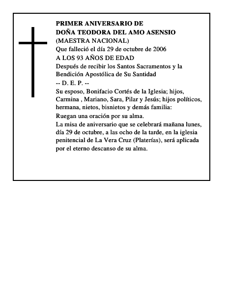 DOÑA TEODORA DEL AMO ASENSIO