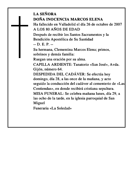 DOÑA INOCENCIA MARCOS ELENA