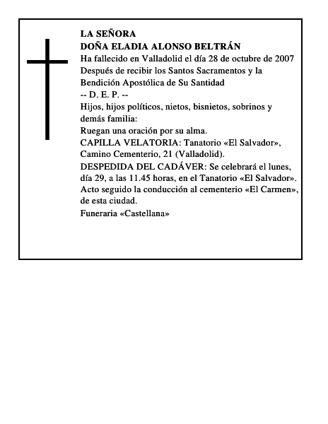 DOÑA ELADIA ALONSO BELTRÁN