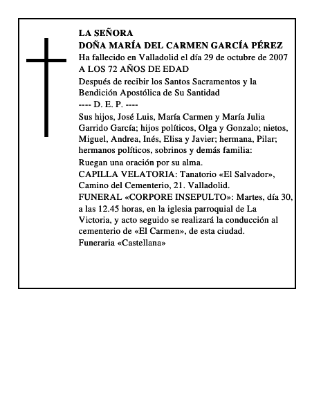 DOÑA MARÍA DEL CARMEN GARCÍA PÉREZ