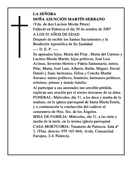 DOÑA ASUNCIÓN MARTÍN SERRANO