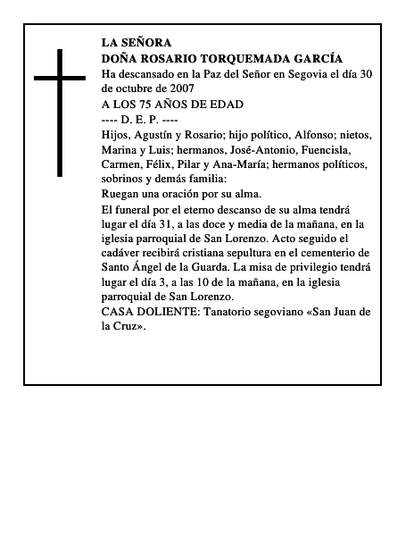 DOÑA ROSARIO TORQUEMADA GARCÍA