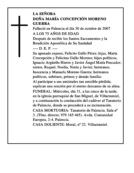 DOÑA MARÍA CONCEPCIÓN MORENO GUERRA