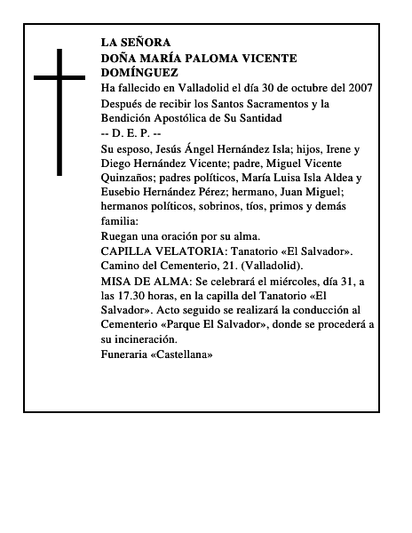 DOÑA MARÍA PALOMA VICENTE DOMÍNGUEZ