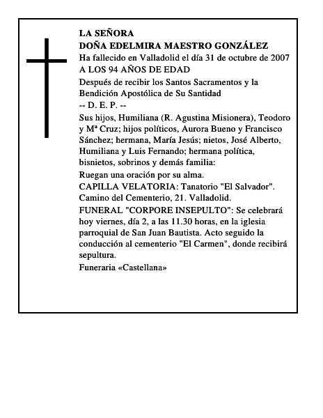 DOÑA EDELMIRA MAESTRO GONZÁLEZ