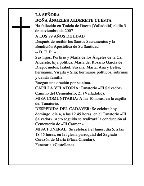 DOÑA ÁNGELES ALDERETE CUESTA