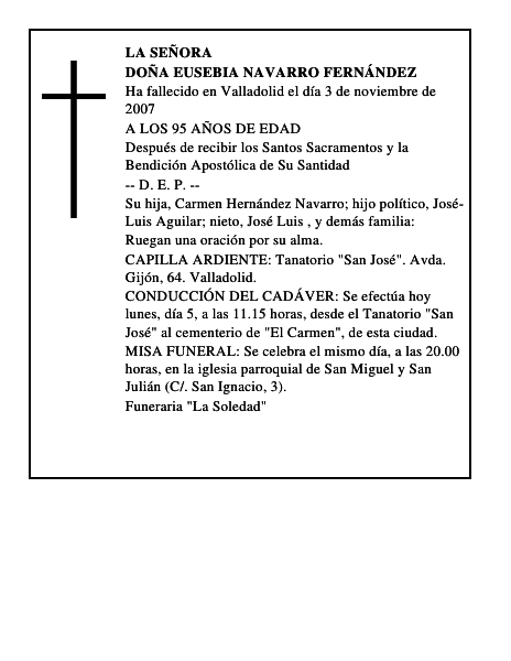 DOÑA EUSEBIA NAVARRO FERNÁNDEZ