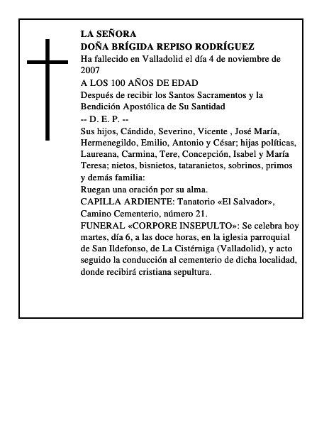 DOÑA BRÍGIDA REPISO RODRÍGUEZ