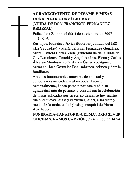 DOÑA PILAR GONZÁLEZ BAZ